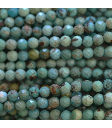 Natural turquoise 4 mm stabilized faceted round bead China - BeauMonde Bijoux
