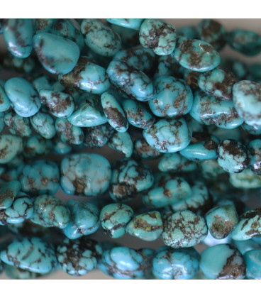Natural turquoise 4/6 mm stabilized irregular nugget dark tone China - BeauMonde Bijoux