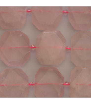 Quartz pink 20x24 mm hexagonal flat faceted Madagascar - BeauMonde Bijoux
