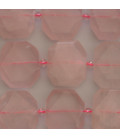 Quartz pink 20x24 mm hexagonal flat faceted Madagascar