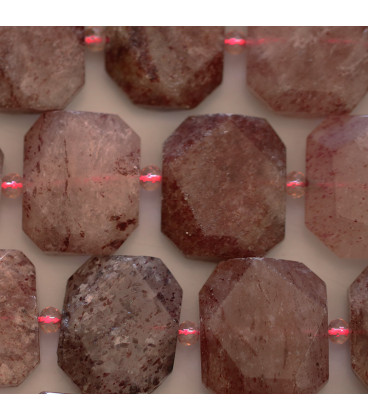 BeauMonde Bijoux - Quartz strawberry 19x22 mm hexagonal facetté plat Brésil