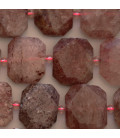 Quartz strawberry 19x22 mm hexagonal facetté plat Brésil