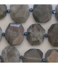 Labradorite 19x23 mm environ hexagonal facetté plat Afrique