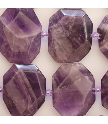 BeauMonde Bijoux - Améthyste 19x24 mm environ hexagonal facetté plat Brésil