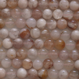 Agate Fleur de Cerisier 6mm environ perle ronde naturelle A+ Madagascar