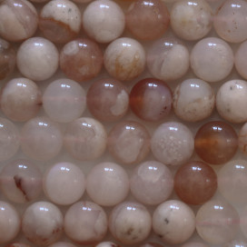 Agate Fleur de Cerisier 8mm environ perle ronde naturelle A+ Madagascar