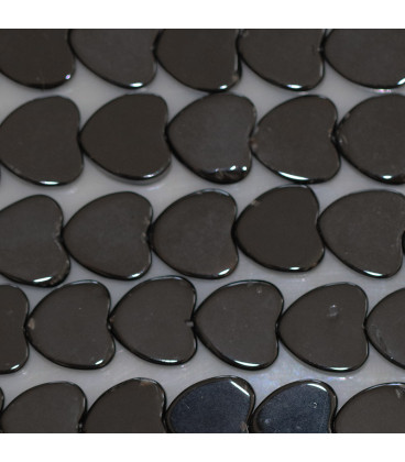 Agate black 10 mm flat heart - BeauMonde Bijoux
