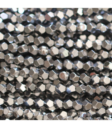 BeauMonde Bijoux - Hématite argentée 3mm environ perle ronde grande facette