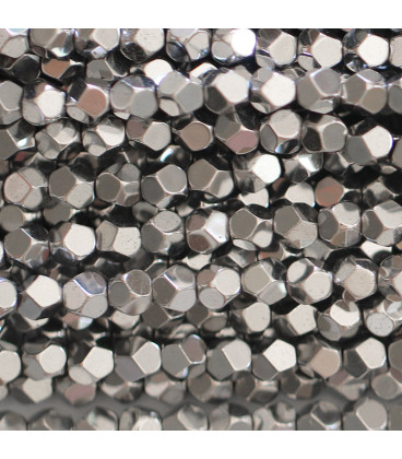Hematite silver 4 mm large faceted round bead China - BeauMonde Bijoux
