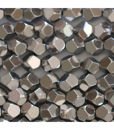 Hematite silver 6 mm large faceted round bead China - BeauMonde Bijoux