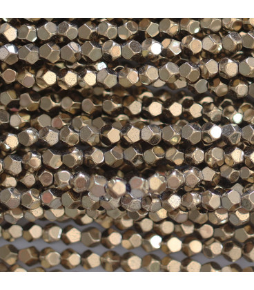 Hematite golden 3 mm large faceted round bead China - BeauMonde Bijoux