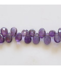 Amethyst about 6x9 mm flat faceted drop pierced top A Brazil