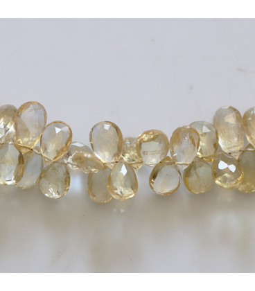 Citrine about 6x9 rounded flat faceted drop pierced top A Brazil - BeauMonde Bijoux