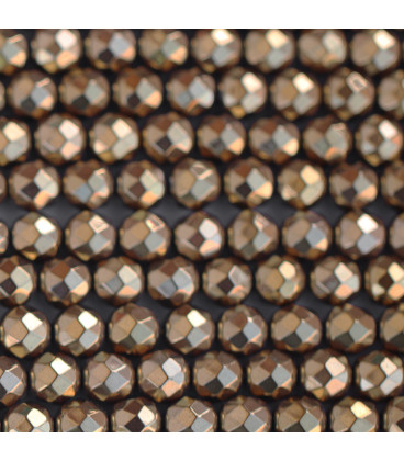 BeauMonde Bijoux - Hématite dorée foncé 6 mm environ perle ronde facettée