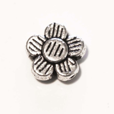 BeauMonde Bijoux - Intercalaire fleur striée métal argenté 8 mm