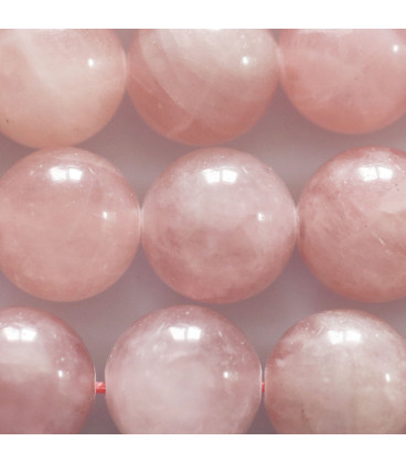 BeauMonde Bijoux - Quartz rose 14 mm perle ronde milky A+ Madagascar