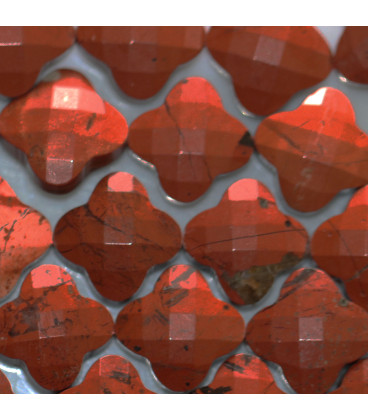 BeauMonde Bijoux - Jaspe rouge 13 mm environ fleur facettée A Vénézuela