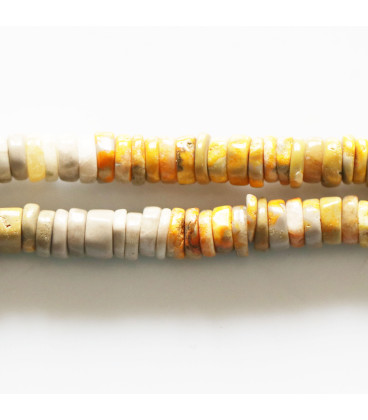 BeauMonde Bijoux - Jaspe Bumble Bee 6/6.5mm environ rondelle heishi lisse irrégulière Indonésie