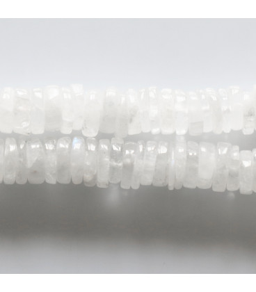 BeauMonde Bijoux - Pierre de lune 6.5/7mm environ blanche rondelle heishi A+ lisse irrégulière Brésil