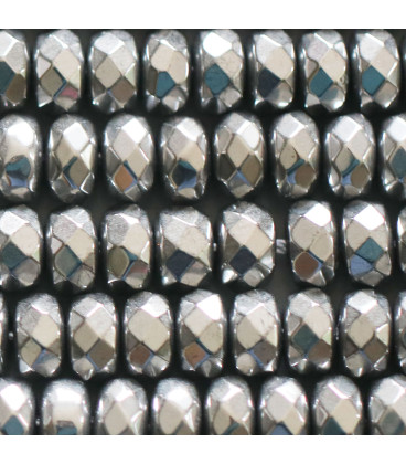 Hematite 5x8 mm silver faceted washer China - BeauMonde Bijoux