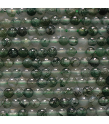 BeauMonde Bijoux - Agate mousse 3 mm environ perle ronde A Afrique
