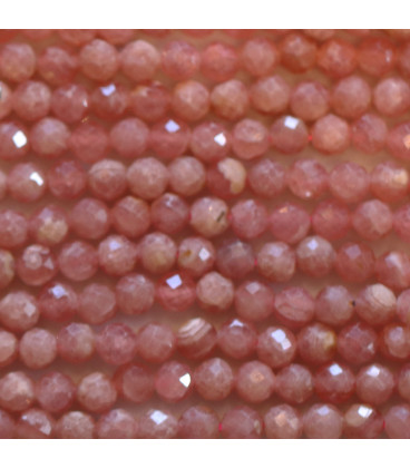 Rhodocrosite 4 mm round faceted bead Argentina - BeauMonde Bijoux