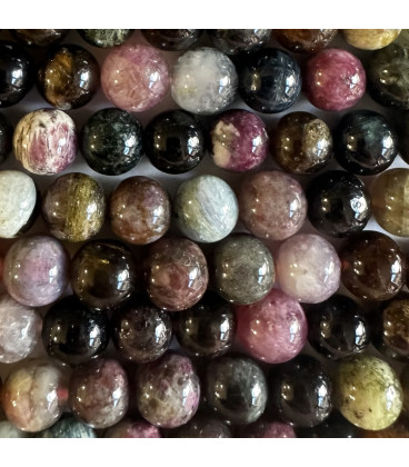 Tourmaline 8 mm mixed round bead A South Africa - BeauMonde Bijoux