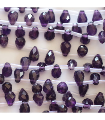 BeauMonde Bijoux - Améthyste 6x9mm environ goutte facettée percée haut Brésil