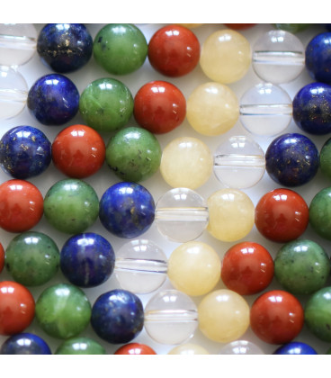 Multi stones 5 wisdoms 8 mm round bead - BeauMonde Bijoux