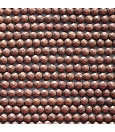 Hematite 4/4.2 mm matt copper faceted round bead - BeauMonde Bijoux
