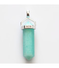 Pendentif pointe 6x20/22mm environ amazonite A+ bélière argent 925 Pérou