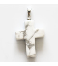Howlite cross pendant about 19x24 mm silver metal bail Canada - BeauMonde Bijoux