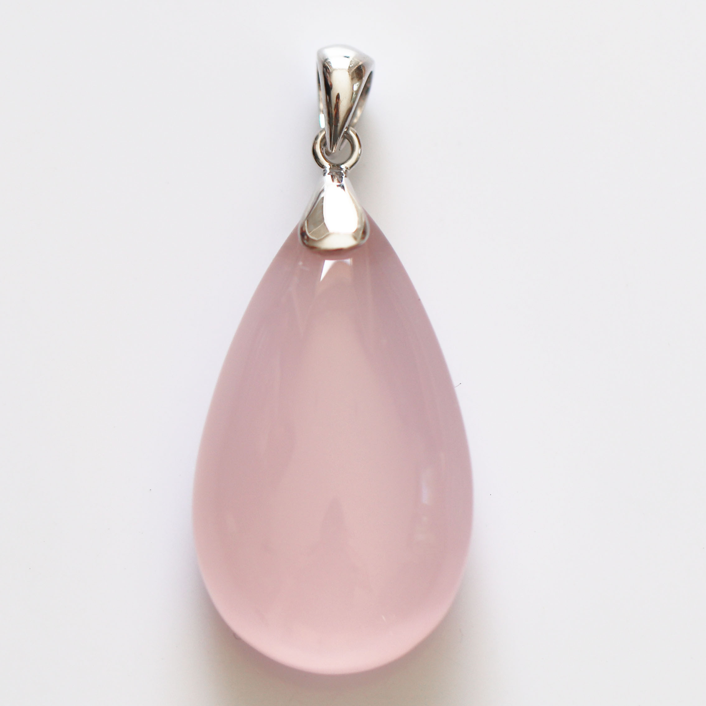 Pendentif Quartz Rose Sur Chaîne En Alliage Argenté - Comme Neuf - Cadeau