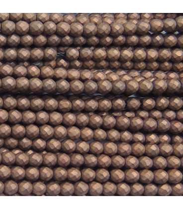 Hematite 3/3.2 mm matt copper faceted round bead - BeauMonde Bijoux
