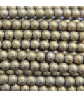 Hématite dorée 4/4.2 mm environ perle ronde mat, trou de 1 mm environ