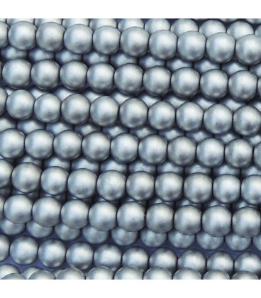 Hematite matt silver 4/4.2 mm round bead hole of about 1 mm - BeauMonde Bijoux