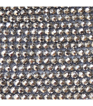 BeauMonde Bijoux - Hématite argentée 3/3.1 mm environ perle ronde facettée