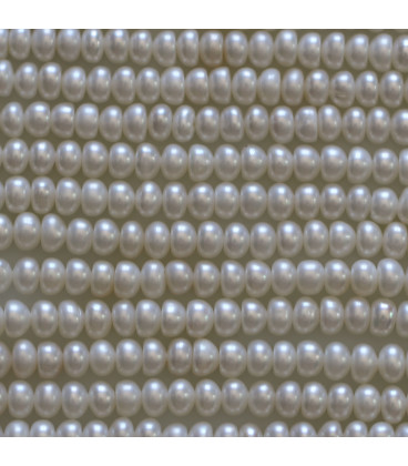 Perle de culture d'eau douce 3x4.5 mm environ blanche rondelle qualité A Chine - BeauMonde Bijoux