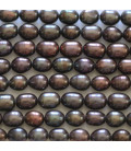 Perle de culture d'eau douce 5.5x7 mm environ olive ton bleu paon qualité A Chine