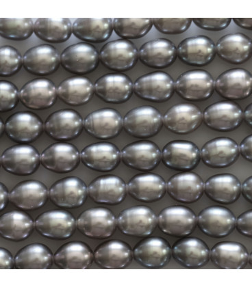 Perle de culture d'eau douce 5.5x7 mm environ olive ton gris qualité A Chine - BeauMonde Bijoux