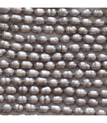 Cultured freshwater pearl about 3.5x4 mm gray rice China - BeauMonde Bijoux