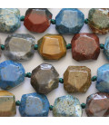 Agate about 17x19 mm nugget cut irregular blue/brown/mustard Brazil
