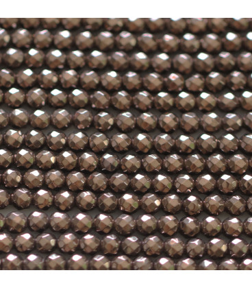Hematite 4 mm round faceted bronze bead - BeauMonde Bijoux