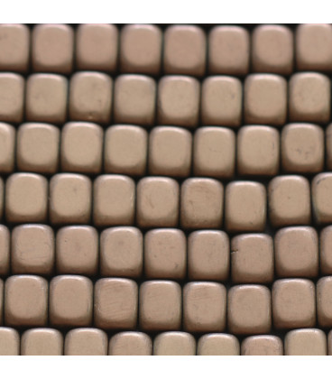 Hematite about 6 mm square rounded matte copper hole 2 mm China - BeauMonde Bijoux