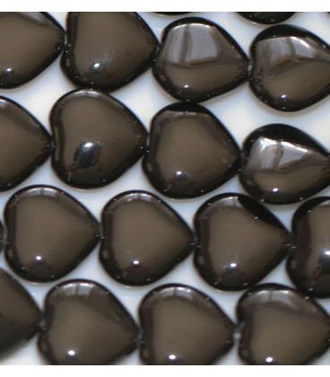 BeauMonde Bijoux - Agate noire 14 mm environ coeur Brésil