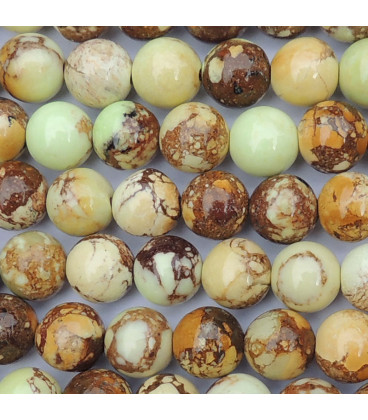 Chrysoprase lemon veined 8 mm round bead Australia - BeauMonde Bijoux