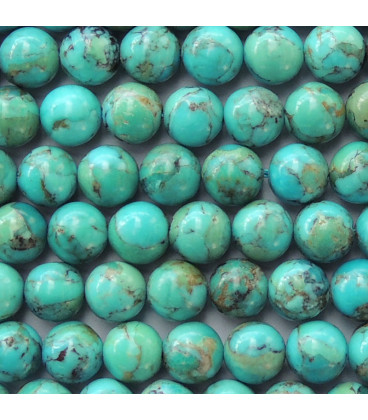 BeauMonde Bijoux - Turquoise 6.2/6.5 mm perle ronde stabilisée Hubei