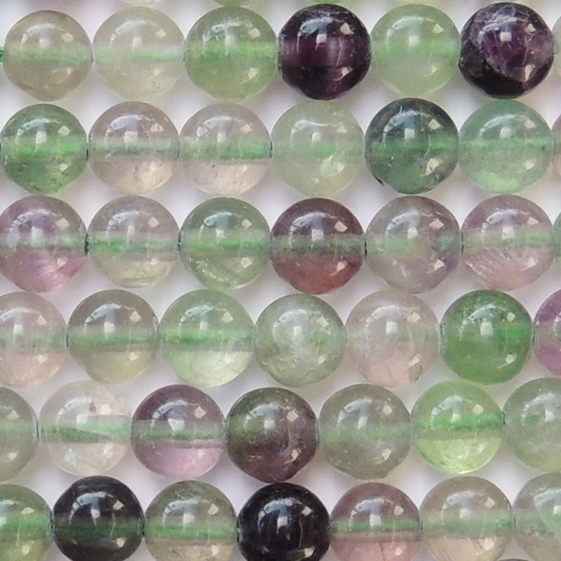 Lot De 5 Perles Rondes En Fluorite Naturelle Polie - Diamètre 6 Mm - Origine Mexique