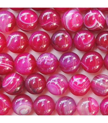 BeauMonde Bijoux - Agate 8/8.4 mm environ perle ronde fushia veinée (agate chauffée)