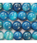 BeauMonde Bijoux - Agate 10/10.4 mm perle ronde veinée bleue